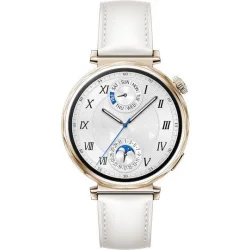 Huawei Watch GT 5 41mm Αδιάβροχο με Παλμογράφο (White Leather Strap)