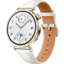 Huawei Watch GT 5 41mm Αδιάβροχο με Παλμογράφο (White Leather Strap)