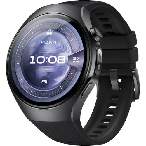 Huawei Watch 5 Stainless Steel 46mm Αδιάβροχο με eSIM και Παλμογράφο (Μαύρο)