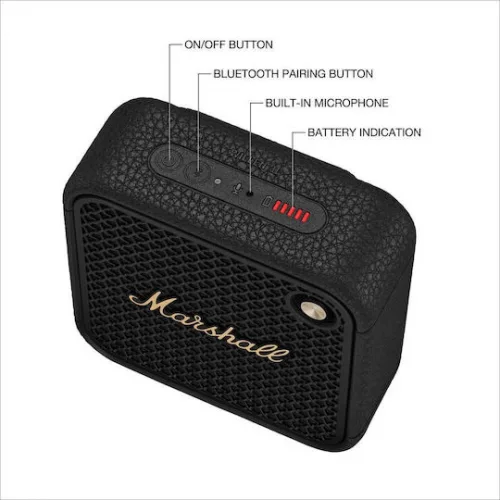 Marshall Willen II Αδιάβροχο Ηχείο Bluetooth 10W με Διάρκεια Μπαταρίας έως 17 ώρες Μαύρο