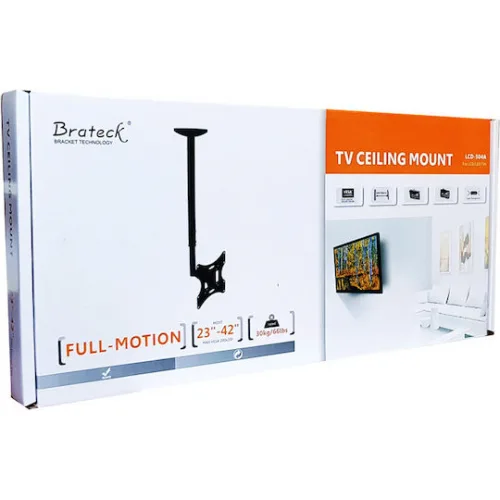 Brateck LCD-504A LCD-504A Βάση Τηλεόρασης Οροφής έως 42" και 30kg Μαύρο