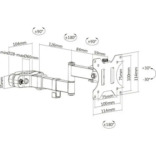 Brateck LDA35-112 Βάση Γραφείου Οθόνης έως 32" με Βραχίονα