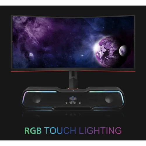 Powertech Gaming Soundbar Ηχεία Υπολογιστή 2.0 με RGB Φωτισμό και Bluetooth Ισχύος 5W σε Μαύρο Χρώμα