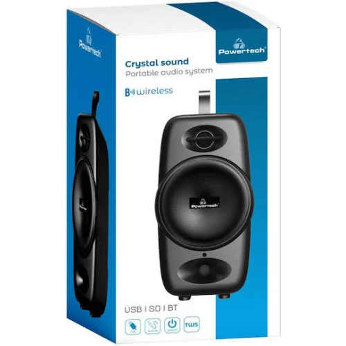 Powertech Ηχείο Bluetooth 10W με Διάρκεια Μπαταρίας έως 4 ώρες Μαύρο