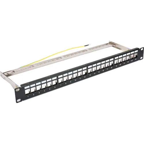 Powertech Patch Panel Keystone για Rack 1U 19" 24 Θυρών Μαύρο