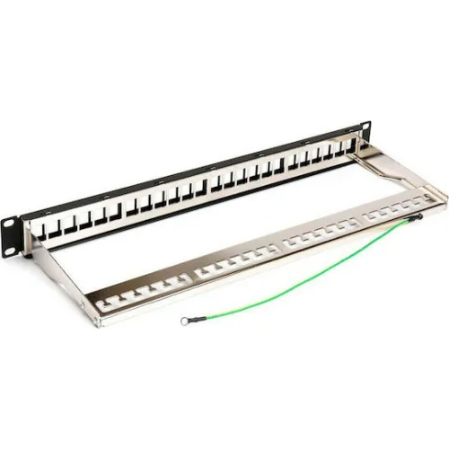 Powertech Patch Panel Keystone για Rack 1U 19" 24 Θυρών Μαύρο