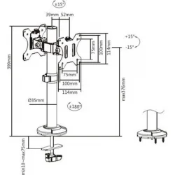 Brateck LDT40-G02 Βάση Γραφείου για 2 Οθόνες έως 32" με Βραχίονα
