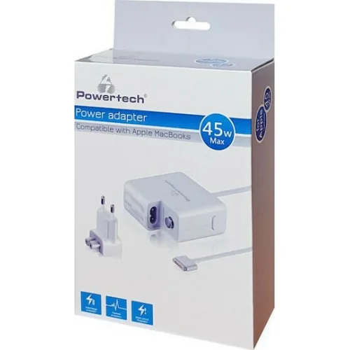 Powertech Φορτιστής Laptop 45W 14.85V 3.05A για Apple με Αντάπτορα Τροφοδοσίας