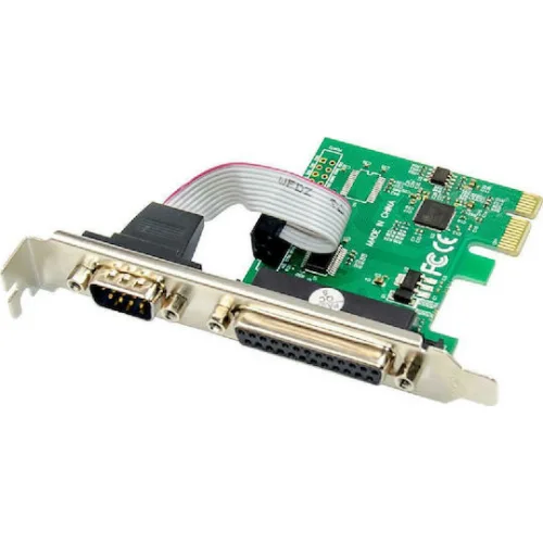 Powertech Κάρτα PCIe σε 2 θύρες DB25 Parallel / RS232 DB9 Serial