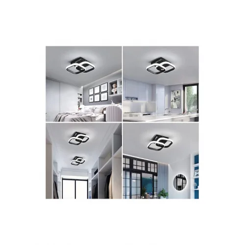 Powertech Πλαφονιέρα Οροφής 24εκ. Μαύρη με Ενσωματωμένο LED