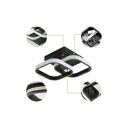 Powertech Πλαφονιέρα Οροφής 24εκ. Μαύρη με Ενσωματωμένο LED