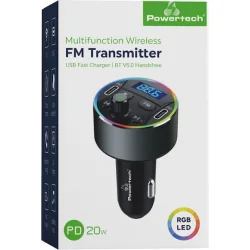 Powertech FM Transmitter Αυτοκινήτου με Bluetooth / Type-C