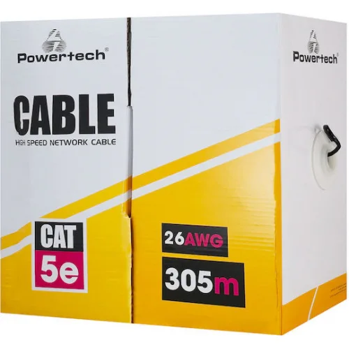 Powertech U/UTP Cat.5e Καλώδιο Δικτύου Ethernet χωρίς ακροδέκτες 305m Μαύρο