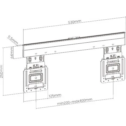 Brateck LED-1944 Βάση Τηλεόρασης Τοίχου έως 75kg