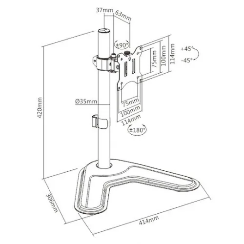 Brateck Βάση Γραφείου Οθόνης έως 32" (LDT57-T01)