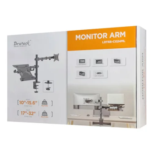 Brateck Βάση Γραφείου Οθόνης έως 32" με Βραχίονα (LDT66-C024ML)