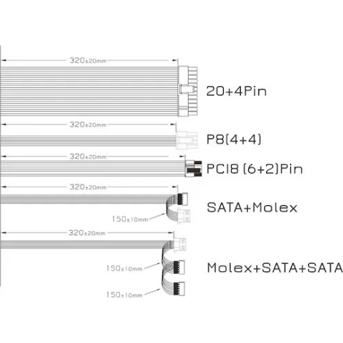 Powertech PT-1102 550W Μαύρο Τροφοδοτικό Υπολογιστή Full Wired