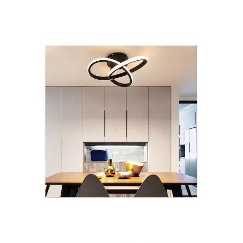 Powertech Πλαφονιέρα Οροφής 26εκ. Μαύρη με Ενσωματωμένο LED