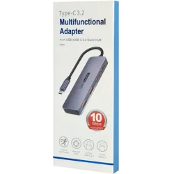 Powertech USB 3.2 Hub 4 Θυρών με σύνδεση USB-C Γκρι Powertech USB 3.2 Hub 4 Θυρών με σύνδεση USB-C Γκρι