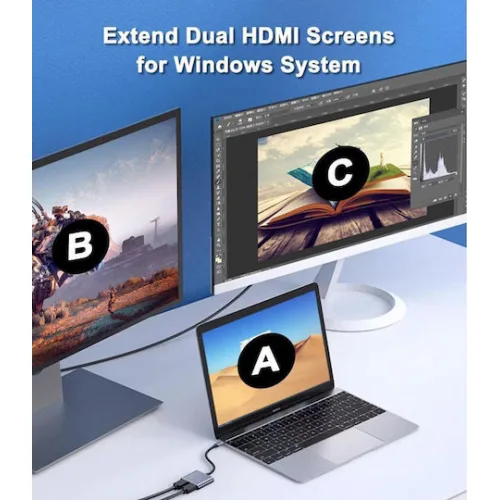 Powertech USB-C Docking Station με HDMI 4K και σύνδεση 2 Οθονών Γκρι (CAB-UC083) Powertech USB-C Docking Station με HDMI 4K και σύνδεση 2 Οθονών Γκρι (CAB-UC083)