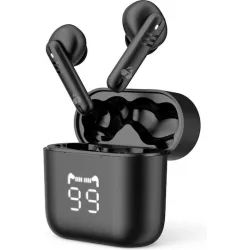 Powertech PT-1227 In-ear Bluetooth Handsfree Ακουστικά με Αντοχή στον Ιδρώτα και Θήκη Φόρτισης Μαύρα