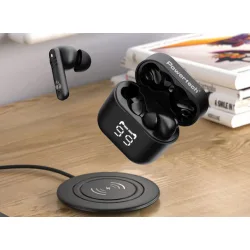Powertech PT-1227 In-ear Bluetooth Handsfree Ακουστικά με Αντοχή στον Ιδρώτα και Θήκη Φόρτισης Μαύρα