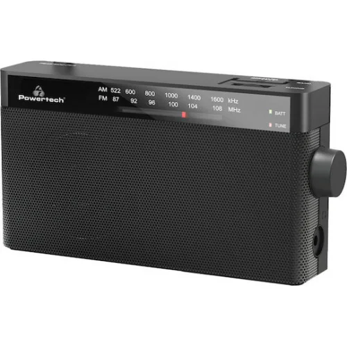 Powertech PT-1244 Επιτραπέζιο Ραδιόφωνο Μπαταρίας με USB Μαύρο