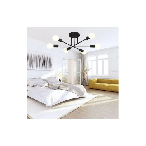 Powertech Πλαφονιέρα Οροφής 60εκ. Μαύρη με Ντουί E27