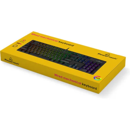 Powertech PT-1254 Gaming Μηχανικό Πληκτρολόγιο με Custom διακόπτες και RGB φωτισμό (Ελληνικό)
