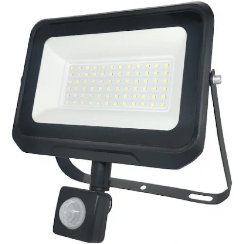 Powertech Στεγανός Προβολέας LED 50W Φυσικό Λευκό 4000K με Αισθητήρα Κίνησης IP65