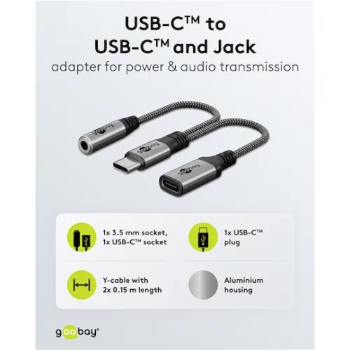 Goobay Μετατροπέας USB-C male σε 3.5mm female Γκρι (74524) Goobay Μετατροπέας USB-C male σε 3.5mm female Γκρι (74524)