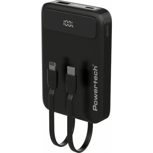 Powertech Power Bank 10000mAh 22.5W με Θύρα USB-A και Θύρα USB-C Power Delivery / Quick Charge 3.0 Μαύρο