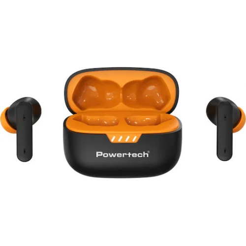 Powertech PT-1431 In-ear Bluetooth Handsfree Ακουστικά με Θήκη Φόρτισης Μαύρα