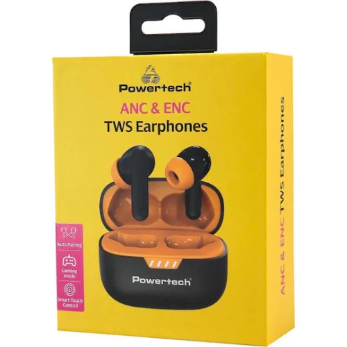Powertech PT-1431 In-ear Bluetooth Handsfree Ακουστικά με Θήκη Φόρτισης Μαύρα