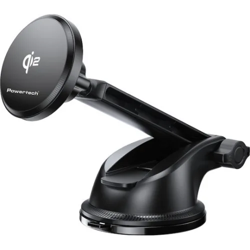 Powertech Βάση Κινητού Αυτοκινήτου με Μαγνήτη και Ασύρματη Φόρτιση MagSafe Μαύρη