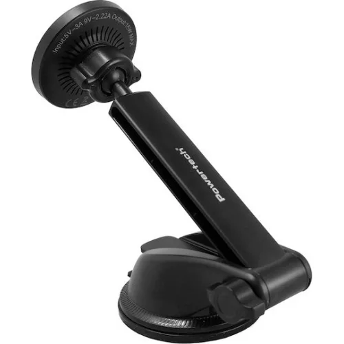 Powertech Βάση Κινητού Αυτοκινήτου με Μαγνήτη και Ασύρματη Φόρτιση MagSafe Μαύρη