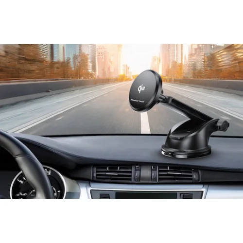 Powertech Βάση Κινητού Αυτοκινήτου με Μαγνήτη και Ασύρματη Φόρτιση MagSafe Μαύρη