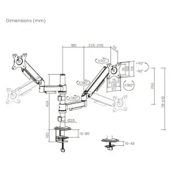 Brateck Βάση Γραφείου για 2 Οθόνες έως 32" με Βραχίονα (LDT97-C024PE)