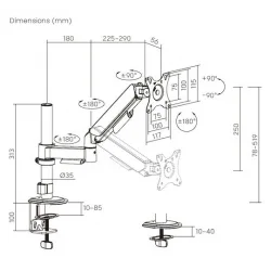 Brateck Βάση Γραφείου Οθόνης έως 32" με Βραχίονα (LDT97-C012PE)