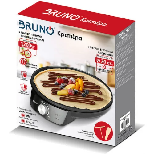 Bruno Κρεπιέρα 30cm Μαύρη 1200W
