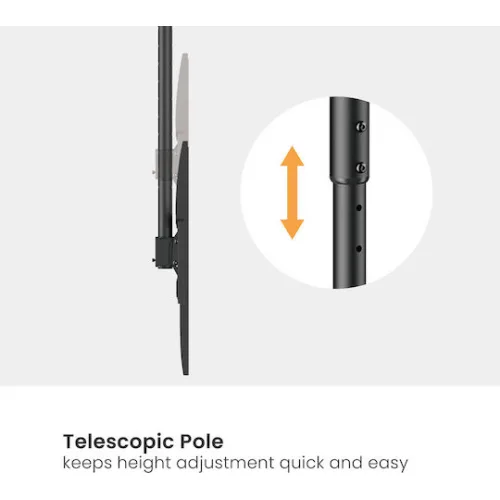 Brateck PLB-CE1568XL Βάση Τηλεόρασης Οροφής έως 100" και 80kg Ασημί