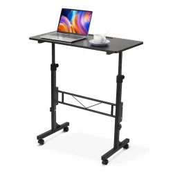 Γραφείο Ξύλινο Μαύρο με Μεταλλικά Πόδια & Ρυθμιζόμενο Ύψος 80x40x111εκ.