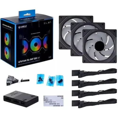 Lian Li UNI Fan SL-Infinity Reverse Case Fan 120mm με RGB Φωτισμό και Σύνδεση 3-Pin / 4-Pin PWM 3τμχ