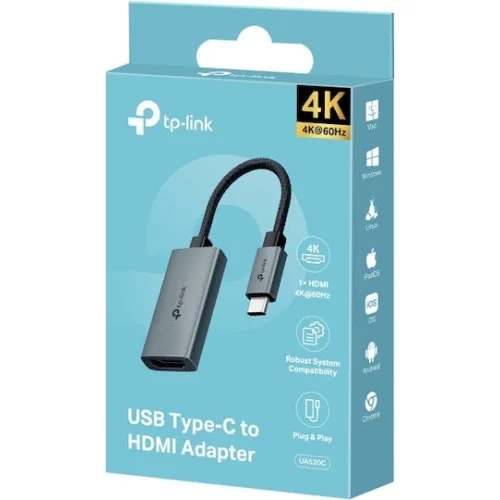 TP-LINK Μετατροπέας USB-C / HDMI male σε HDMI / USB-C female Γκρι 1τμχ UA520C