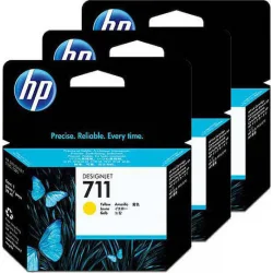 HP 711 Γνήσιο Πακέτο 3 Μελανιών Εκτυπωτή InkJet Κίτρινο (CZ136A)
