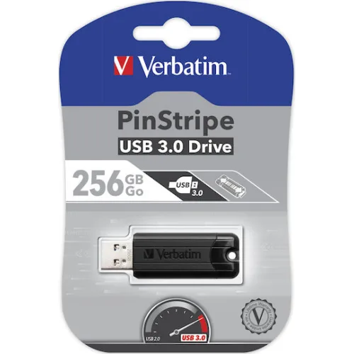 Verbatim PinStripe 256GB USB 3.0 Stick Μαύρο