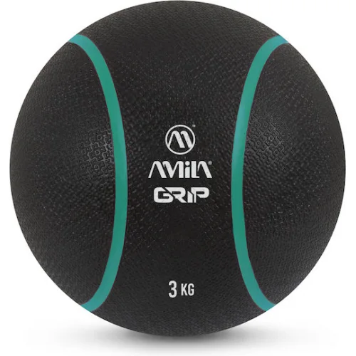 AMILA Μπάλα Medicine 23cm , 3kg σε Μαύρο Χρώμα