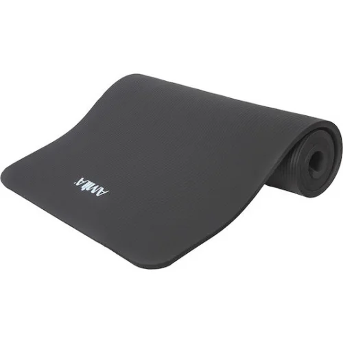 AMILA Στρώμα Γυμναστικής Yoga/Pilates Μαύρο με Ιμάντα Μεταφοράς (183x60x1.5cm)