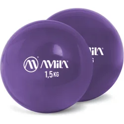 AMILA Μπάλες Ενδυνάμωσης Χεριού 1.5kg 2τμχ σε Μωβ Χρώμα
