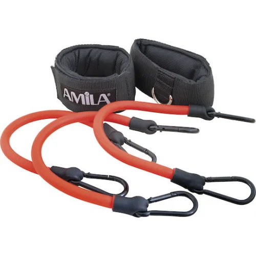 AMILA Σωληνωτά Λάστιχα Γυμναστικής Σετ 3τμχ Κόκκινα